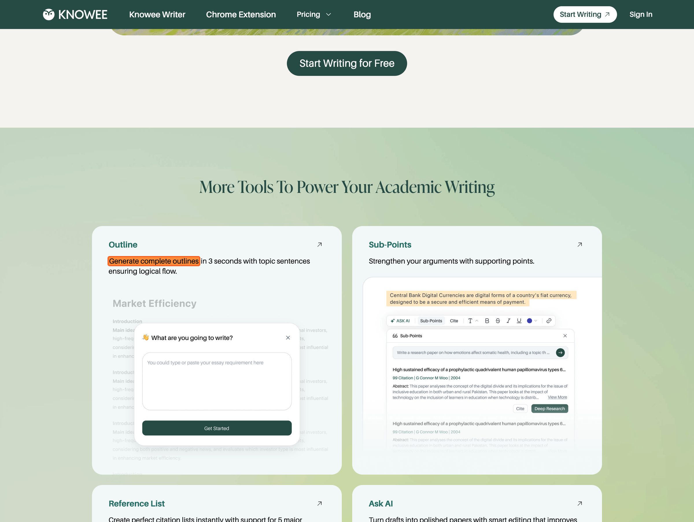 Outline & Sub-Points — generate logical scaffolds and supporting arguments
